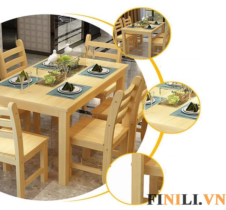 Bàn ghế ăn gia đình chất liệu gỗ tự nhiên, thân thiện môi trường không gây độc hại cho người dùng