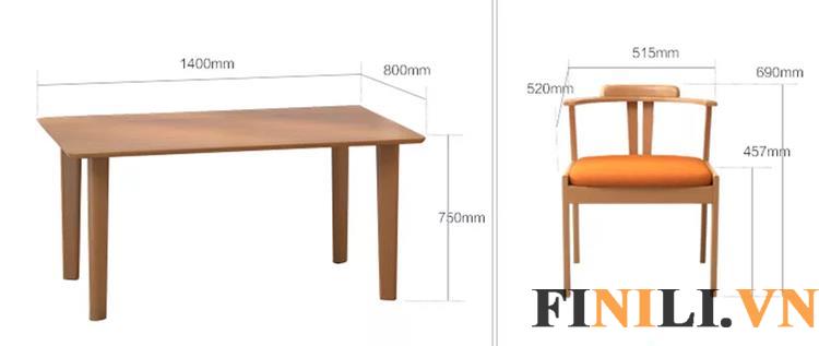 Bàn ghế ăn có độ bền cao, bề mặt gỗ bóng dễ dàng lau chùi vệ sinh