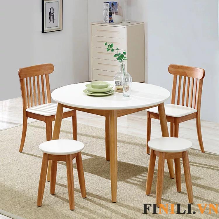 Bộ bàn ghế được làm từ gỗ MDF lõi xanh chống ẩm, chống thấm nước tốt và hạn chế được các tình trạng mối mọt