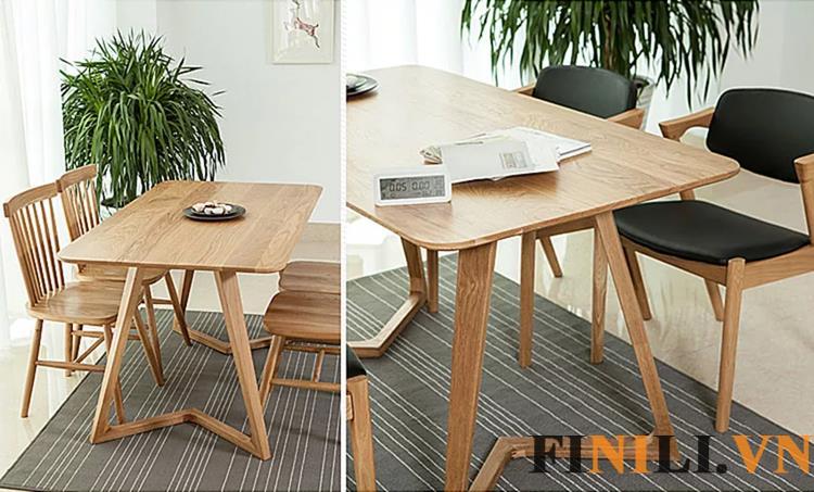 Bộ bàn ăn gỗ dễ kết hợp với các loại ghế khác nhau