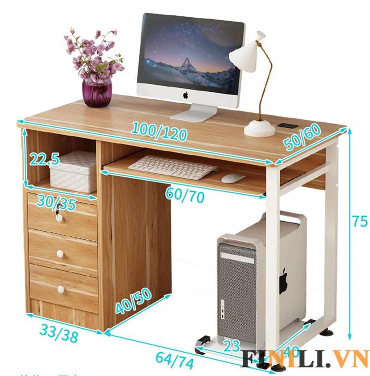 Bàn gỗ được thiết kế nhỏ gọn nhiều ngăn tủ giúp tiết kiệm tối đa không gian.
