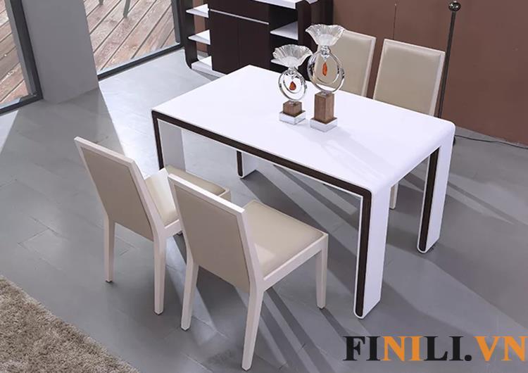 Bộ bàn ghế ăn được thiết kế với tone màu trung tính, giúp gia chủ dễ dàng phối hợp với các nội thất khác