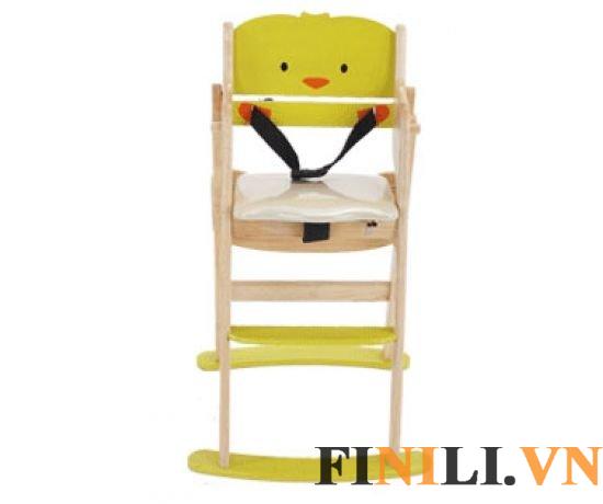 Ghế ăn dặm cho bé bằng gỗ màu vàng FNL 2102 còn có dây an toàn