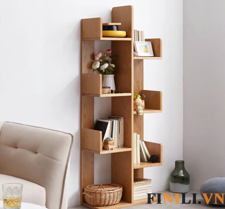 Gía sách bằng gỗ sồi phù hợp với đa dạng các không gian sinh hoạt khác nhau