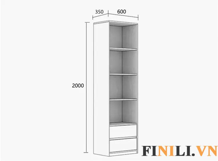 Mặc dù có kiếu dáng nhỏ gọn những thiết kế ngăn tủ lớn giúp giá sách gỗ công nghiệp mang lại không gian lưu trữ thoải mái cho người dùng.