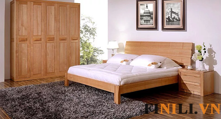 Giường ngủ gỗ sồi tự nhiên mang lại cảm giác ấm áp cho gia đình