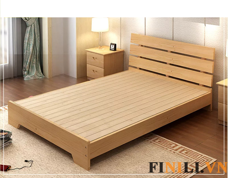 Giường gỗ thiết kế từ gỗ sồi an toàn với người dùng