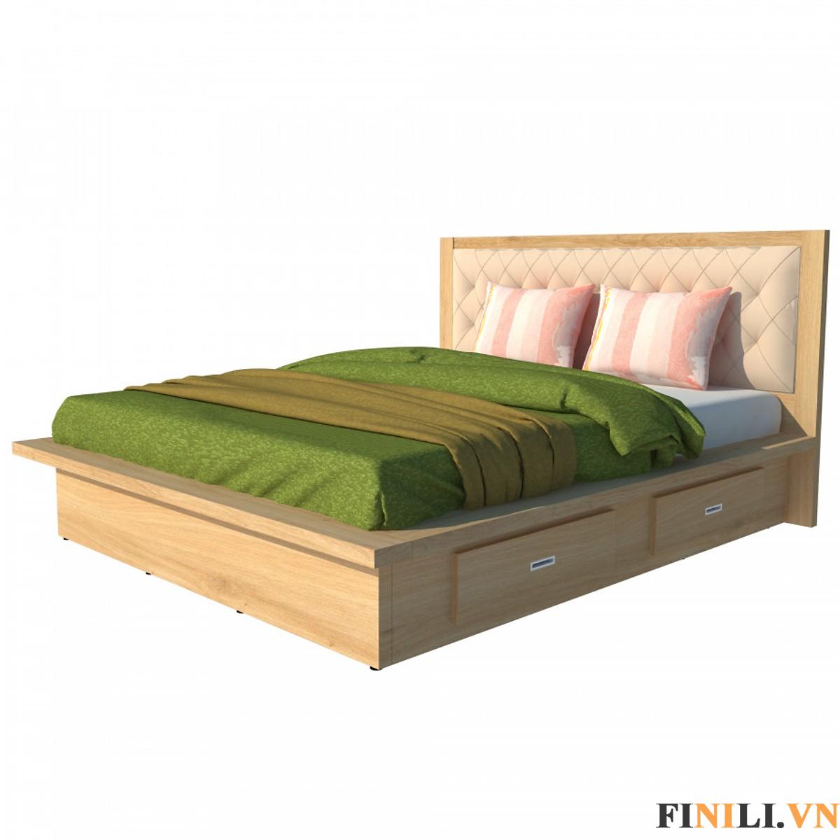 Thiết kế giường làm từ gỗ công nghiệp MDF, màu sắc nhã nhặn, ấn tượng