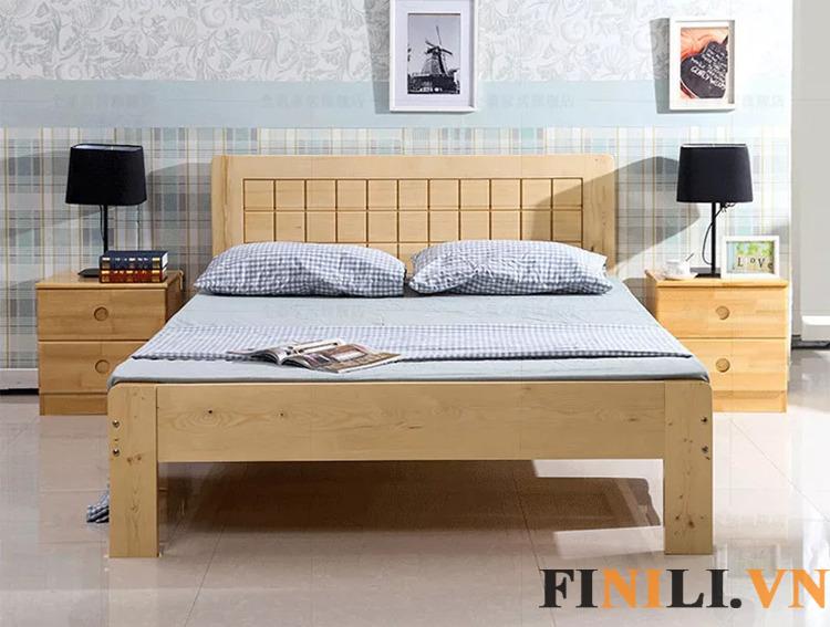 Giường ngủ bằng gỗ tự nhiên thiết kế hiện đại 