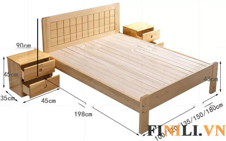 Kích thước giường phù hợp với nhiều diện tích và không gian phòng ngủ
