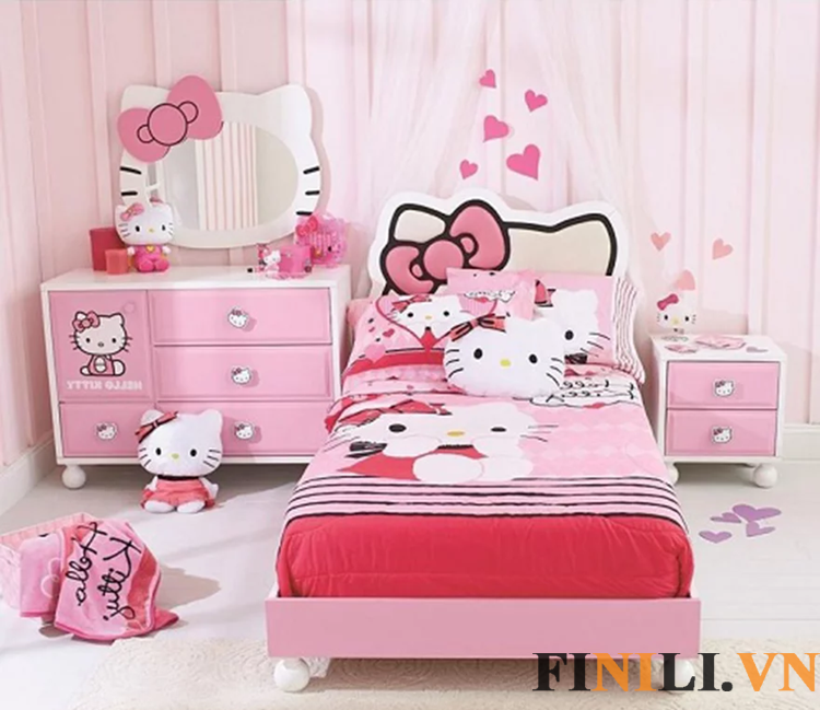 Giường ngủ cho bé hình Hello Kitty đẹp mắt