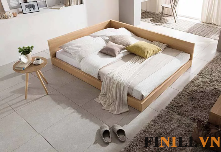 Giường ngủ dáng thấp thiết kế hiện đại tiết kiệm không gian căn phòng