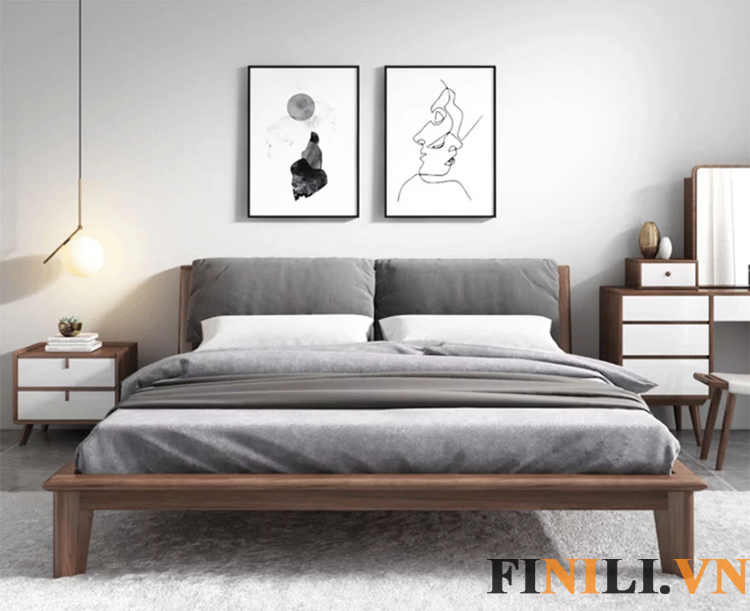 Giường ngủ gỗ đẹp cao cấp cho gia đình với điểm nhấn đầu giường bọc da cao cấp, đem lại cảm giác êm ái, dễ chịu cho người dùng.