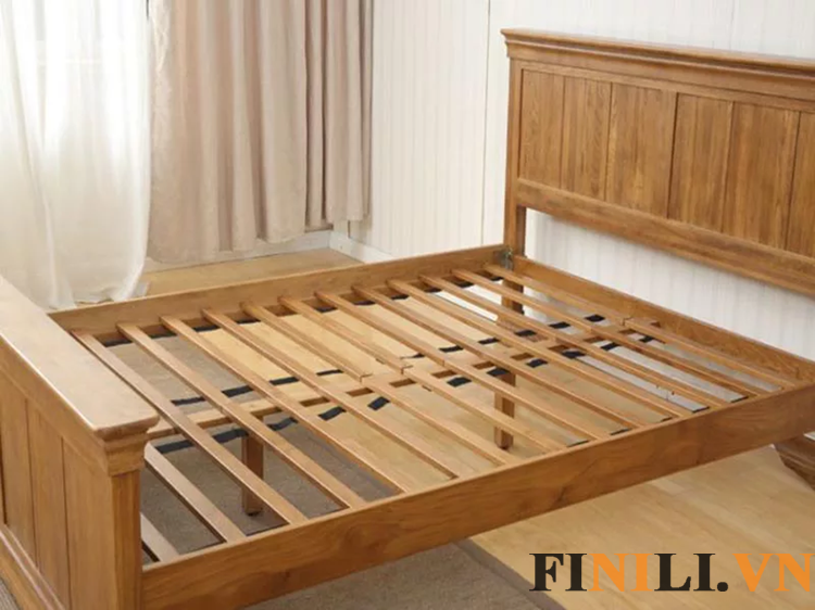 Giường ngủ chất liệu gỗ cao cấp, kết cấu chắc chắn, chịu được trọng lượng