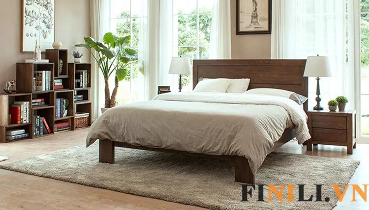Giường ngủ bằng gỗ tự nhiên hiện đại có tính thẩm mỹ cao