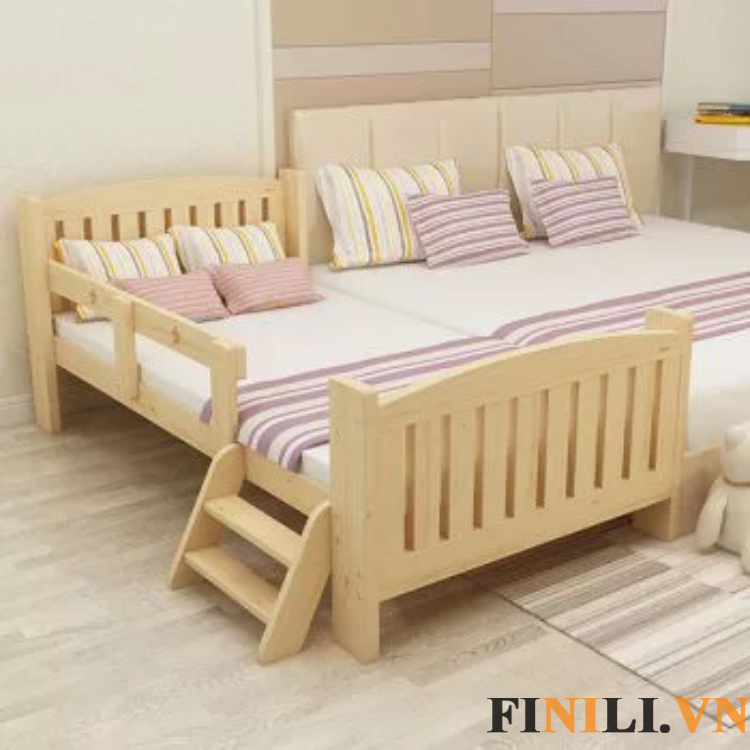 Giường ngủ cho bé họa tiết sang trọng hiện đại dễ dàng phối hợp với các vật dụng nội thất khác trong gia đình