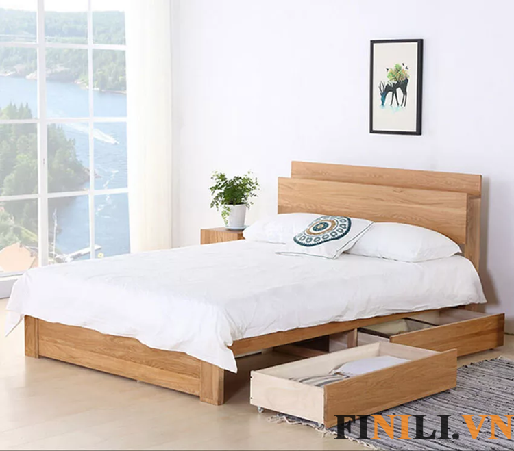 Giường ngủ thiết kế kết hợp ngăn kéo đựng đồ tiện ích, đáp ứng mọi nhu cầu sử dụng