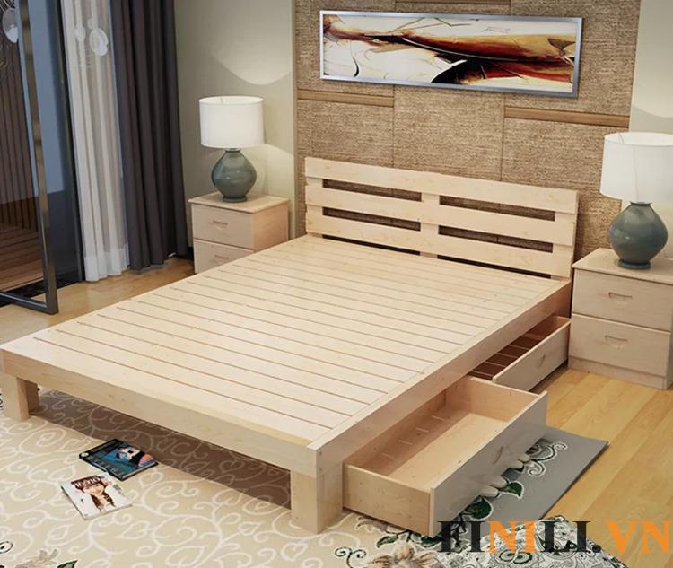 giường ngủ được tích hợp hai hộc kéo rộng rãi giúp bạn tối ưu không gian, chăn gối sẽ được bảo quản gọn gàng đẹp mắt hơn.