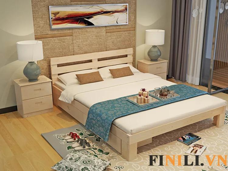 Giường ngủ gỗ sồi  được làm bằng 100% gỗ tự nhiên với thiết kế hiện đại nhưng vẫn giữ được nét truyền thống