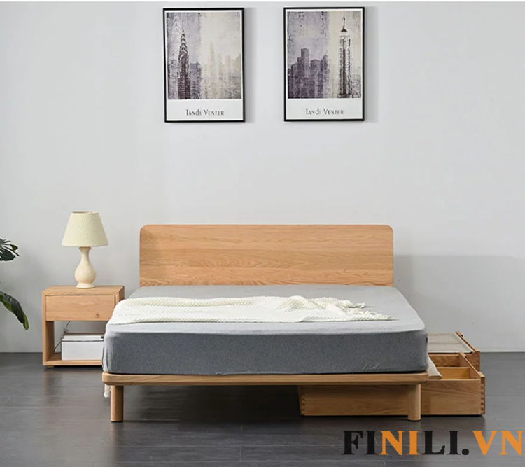 Giường ngủ gỗ sồi mang lại cảm giác thoải mái và thân thiện