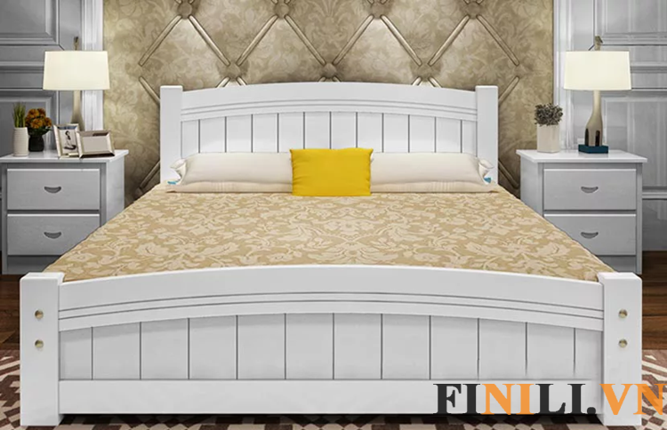 Giường ngủ bằng gỗ, kết cấu chắc chắn chịu được trọng lượng đảm bảo độ bền lâu