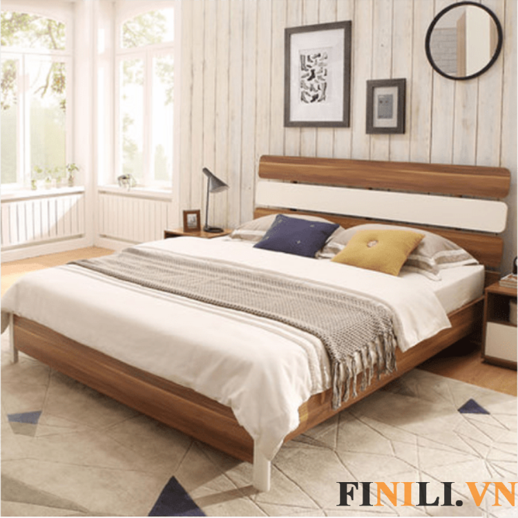 Giường ngủ họa tiết vân gỗ mang đến cảm giác thanh lịch cho căn phòng