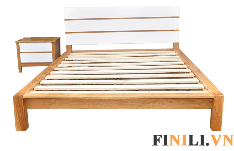 Các thanh ngang của giường có độ dày và bền, đảm bảo độ chịu lựa của sản phẩm