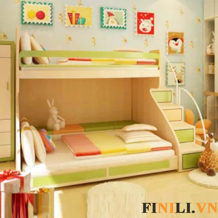 Giường ngủ tầng cho trẻ em thiết kế sang trọng hiện đại