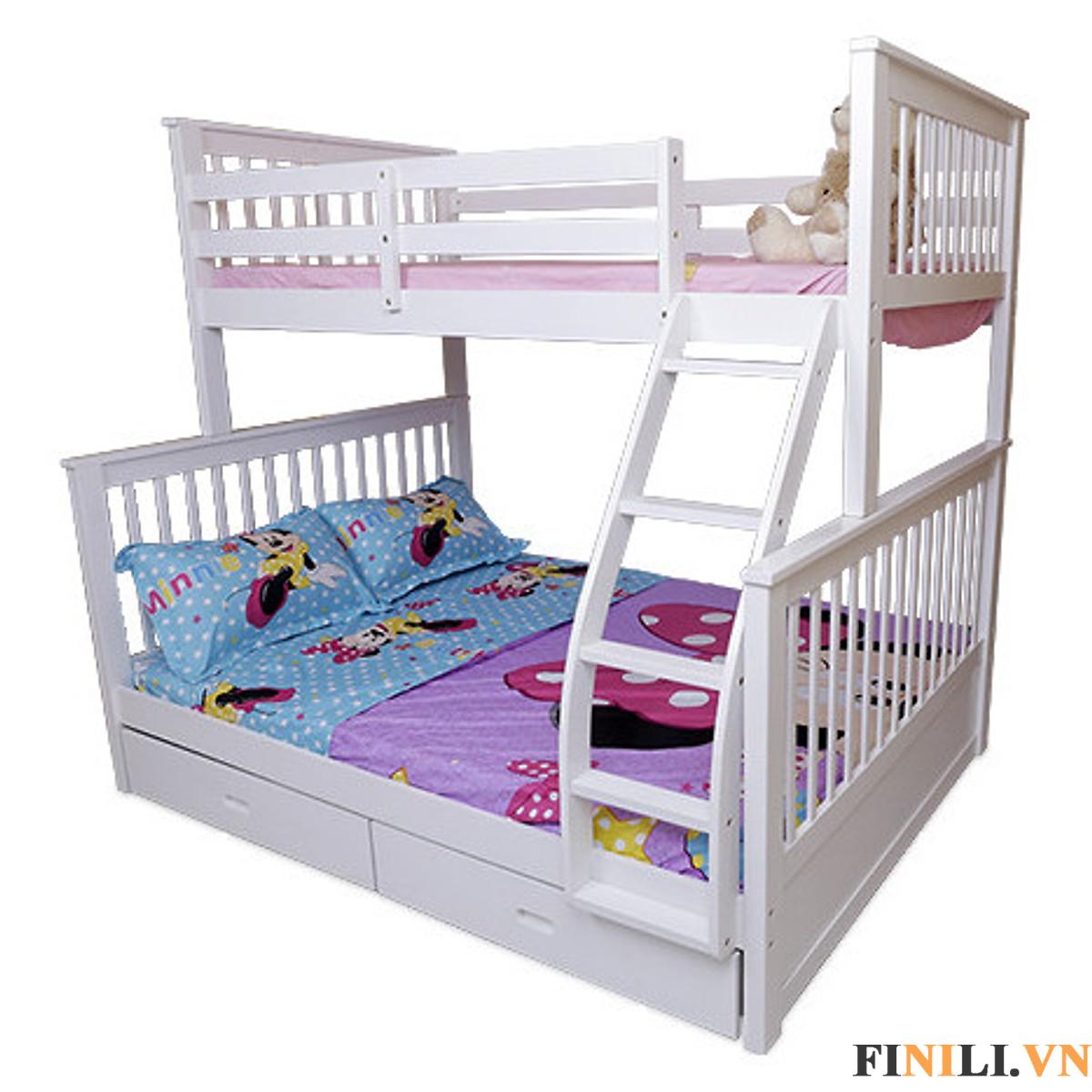 Giường tầng cho bé màu trắng 2 tầng FNL 02101 sẽ là sản phẩm giúp tiết kiệm tối đa diện tích