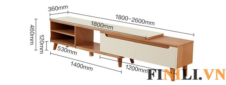 Kệ tivi phòng khách kích thước nhỏ gọn, vừa phải phù hợp không gian sống hiện đại của nhiefu gia đình