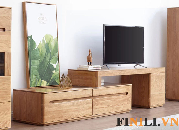Kệ tivi được làm bằng gỗ sồi tự nhiên thân thiện với người dùng