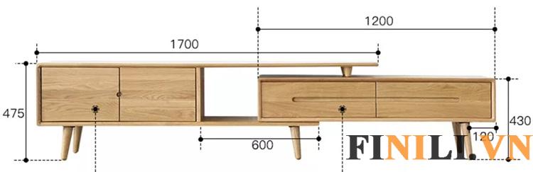 Kệ tivi sử dụng nguyên liệu gỗ sồi thân thiện với người sử dụng