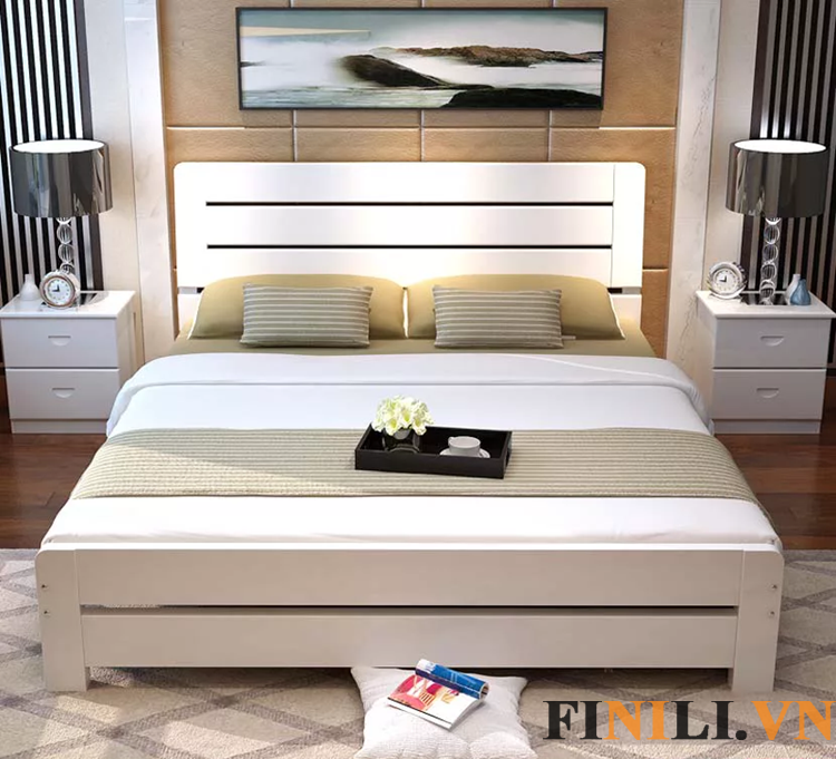 Mẫu giường ngủ bằng gỗ tự nhiên có khả năng chống ẩm, mốc, mối mọt tốt