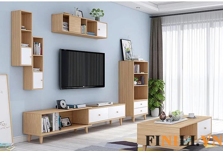 Tủ trang trí phòng khách hiết kế đơn giản hiện đại mang tính thẫm mỹ cao phù hợp nhiều không gian