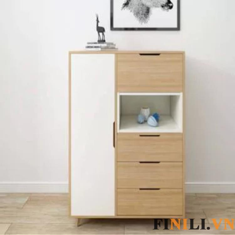 Tủ gỗ có thiết kế đơn giản sang trọng dễ dàng phối hợp với các vật dụng nội thất khác