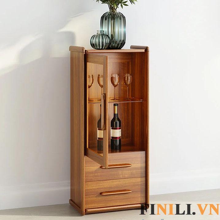 Tủ rượu thiết kế 3 ngăn lưu trữ, bạn có thể dùng mẫu tủ nhỏ này để cất trữ đến hàng chục chai rượu yêu thích