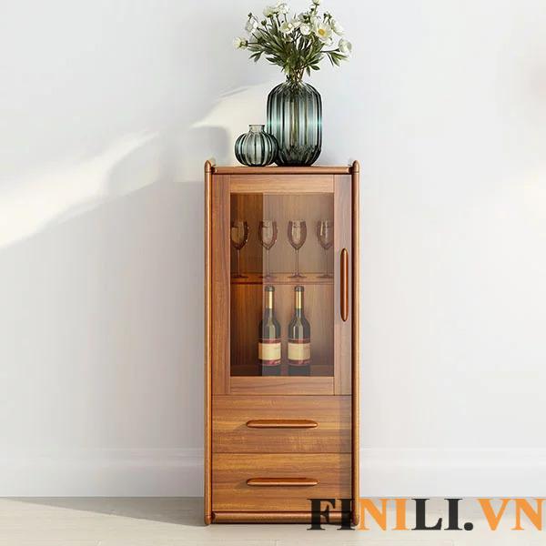 Tủ đựng rượu thiết kế kết hợp họa tiết vân gỗ sang trọng trang nhã