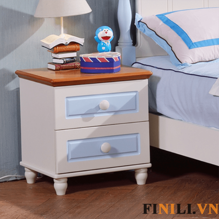Tủ đầu giường thiết kế đường nét đơn giản dễ dàng phối hợp với các vật dụng nội thất khác trong gia đình
