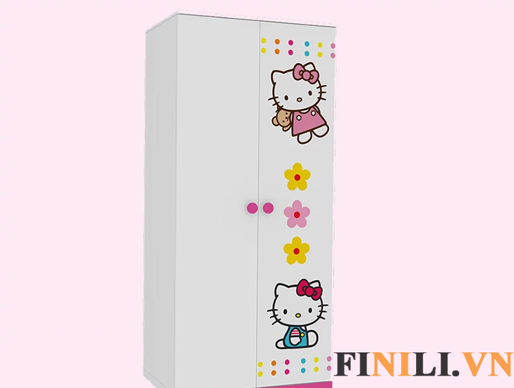 Tủ quần áo cho bé hình Hello Kitty thiết kế hiện đại, tiện dụng