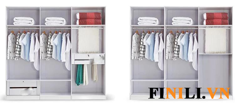 Tủ quần áo đa năng, kết cấu nhiều ngăn đáp ứng nhu cầu cất trữ khác nhau của người dùng