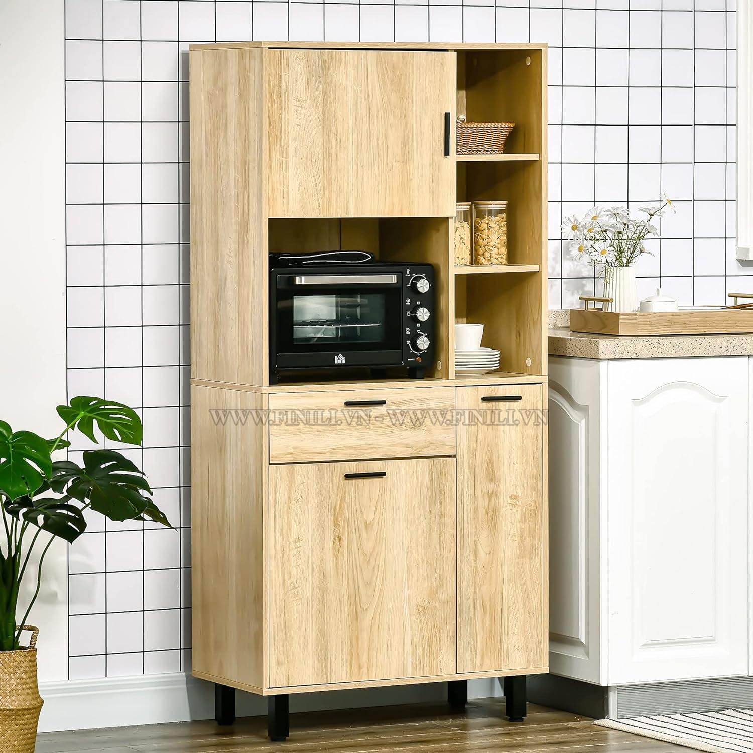 Tủ bếp được làm từ 100% gỗ sồi tự nhiên đã qua quá trình tẩm sấy hiện đại