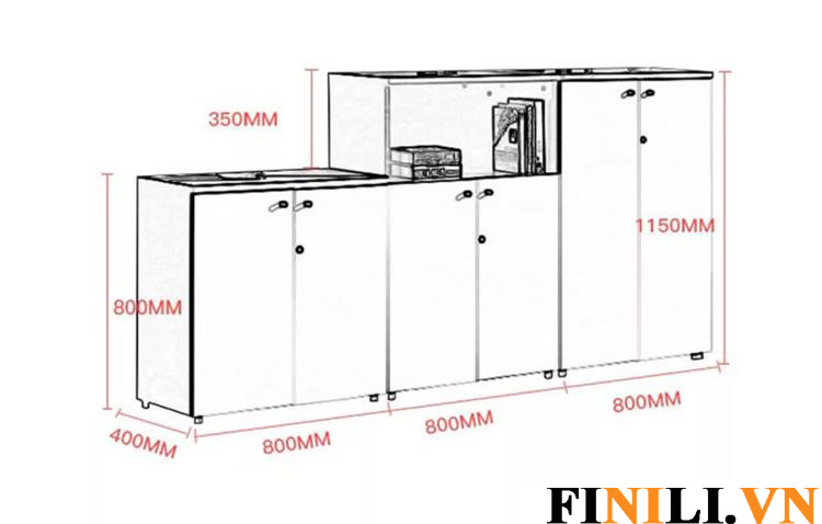Kích thước tủ hồ sơ văn phòng gỗ công nghiệp hiện đại FNL-7609